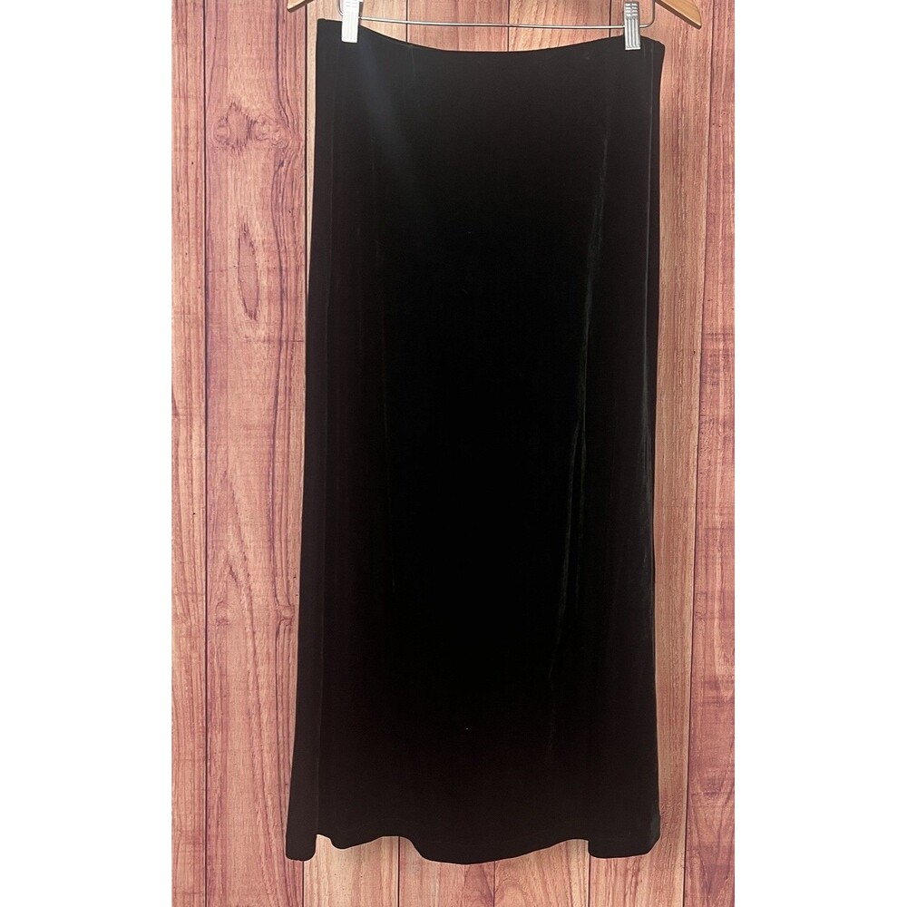 Banana Republic Black Velvet Maxi Column Skirt Large Made in USA Minimalist